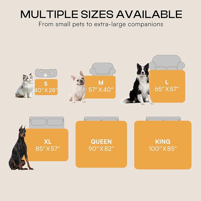 Luciphia Waterproof Pet Blankets, Liquid Pee Proof Dog Blanket for Sofa Bed Couch, Reversible Sherpa Fleece Furniture Protector Cover for Small Medium Large Dogs Cats, Dark Beige King Size（100" x 85"）