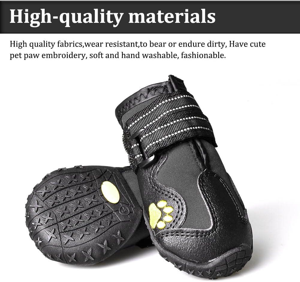 CovertSafe& Dog Boots for Dogs Non-Slip, Waterproof Dog Booties for Outdoor, Dog Shoes for Medium to Large Dogs 4Pcs with Rugged Sole Black