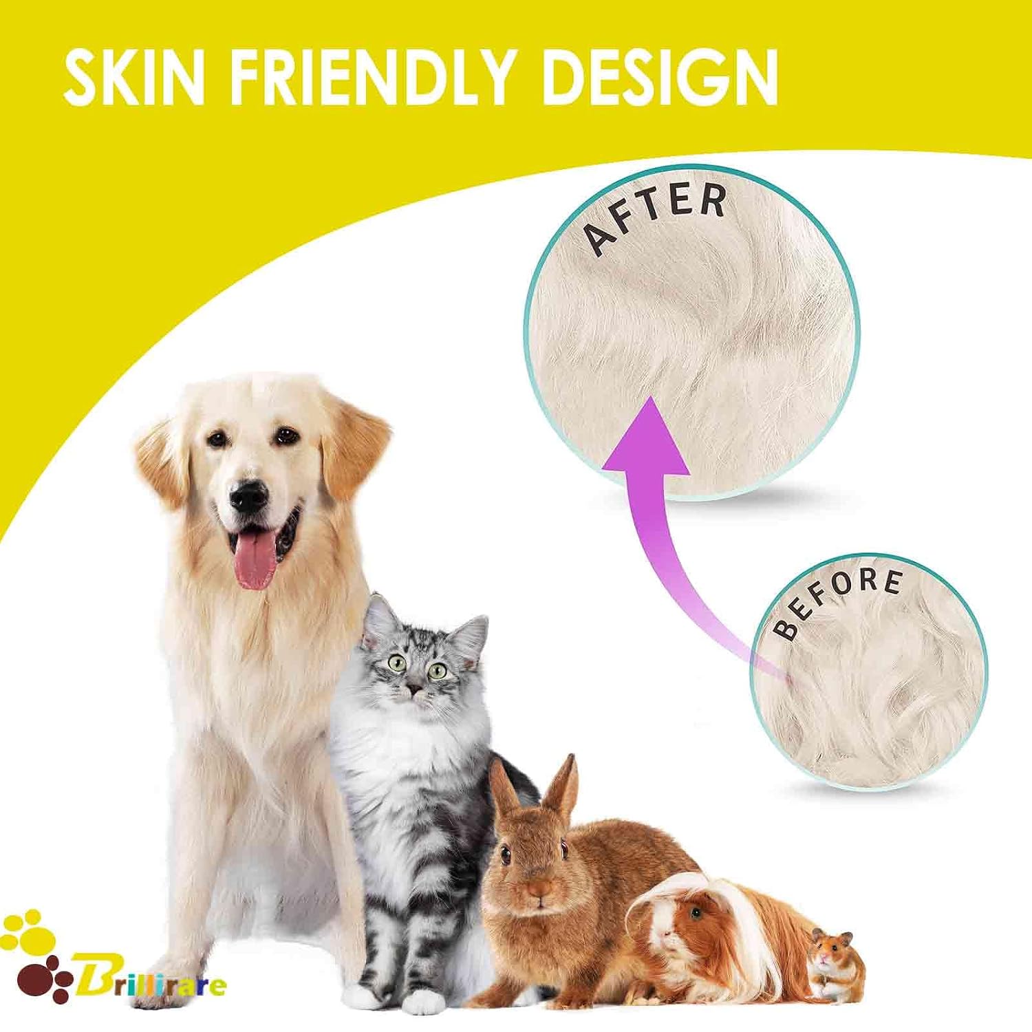 2 Pack Dog Grooming Comb Pet, Stainless Steel Cat Combs with Rounded Teeth, Professional Metal Tear Stain Remover, Dematting Tool for Small, Medium & Large Pets-7.5in
