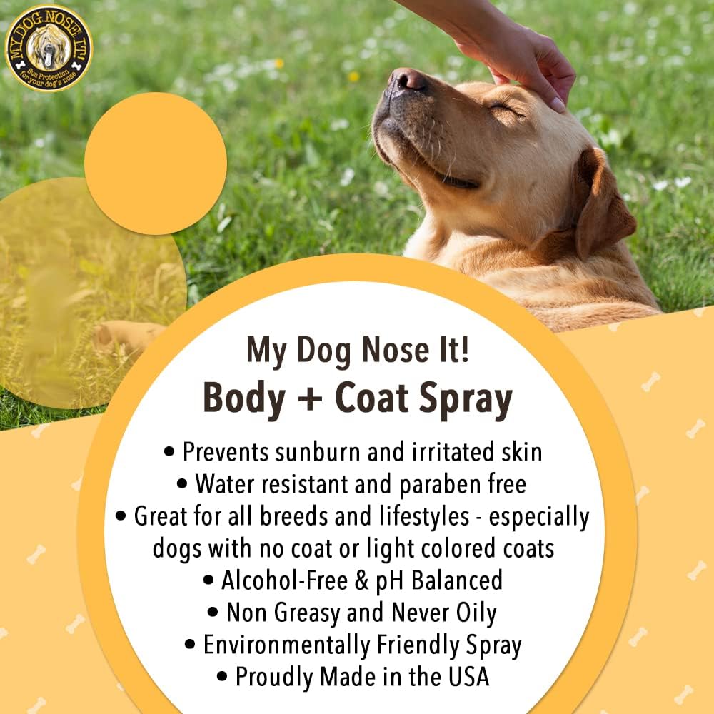 My Dog Nose It! Sun Protection for Dogs - Moisturizing Balm for Dog's Noses and Water Resistant Coat & Body Spray - Protect Your Dog from Harmful UVA/UVB Rays (0.5 oz Balm & 4 oz Spray Bundle)