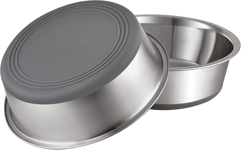 Nonslip Stainless Steel Dog Bowls, 5.7 US Cup, 2 Count | No slide silicone bottom, Dishwasher safe, Easy to clean, Stackable design