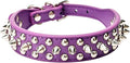 Spiked Dog Collar Soft Pu Leather Mushrooms Rivet Spike Studded Puppy Adjustable Pet Collars for Small Breeds (S, Purple)