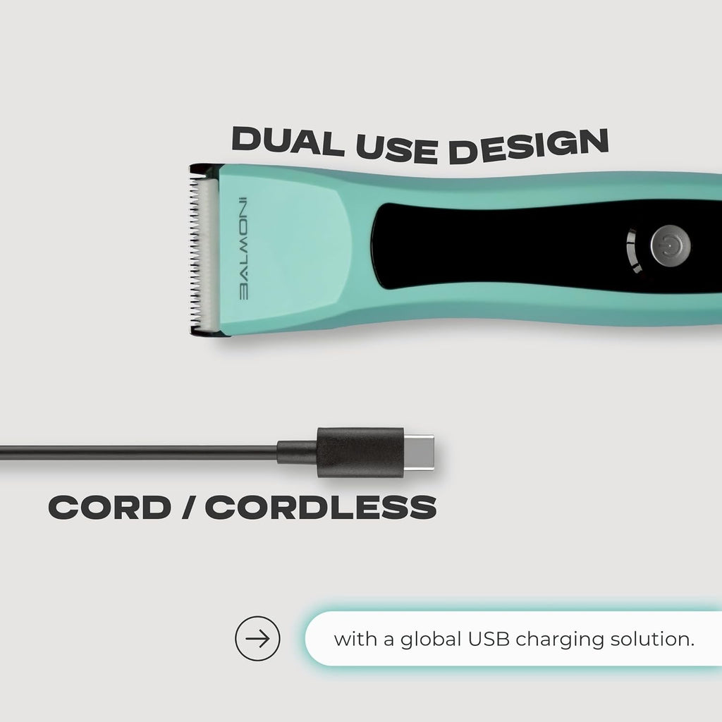 Cordless Pet Trimmer for Dogs & Cats – Rechargeable Grooming Clipper with Detachable Metal Blade, Low-Noise Motor, Supports Optional Blade Lengths (Parent) (Green, Single)