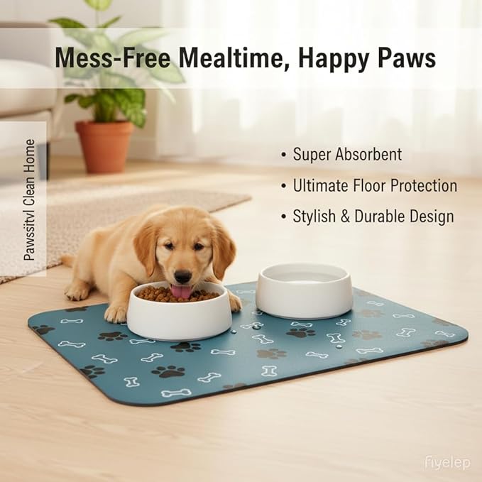 Pet Cat Dog Food Mat Non Slip Mat for Dog Water Bowl Mat Quick Dry Absorbent Cat Feeding Mat, 32 * 17 in, Red