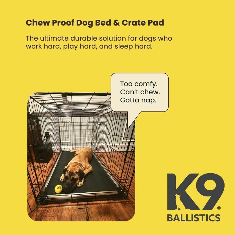 K9 Ballistics Chew Proof Armored Padded Dog Crate Bed, L, Blue Quartz | Virtually Indestructible Pad for Aggressive & Anxious Chewers, Comes Preassembled, 41" x 27" Size Fits 42" Wire Crates