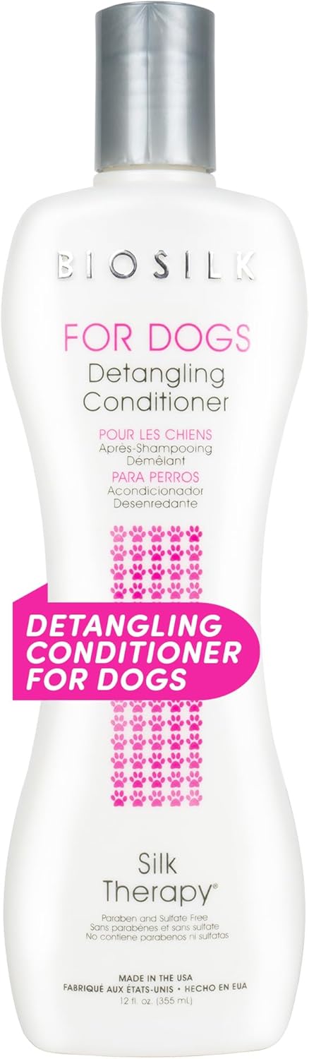 BioSilk for Dogs Silk Therapy Dog Detangling Conditioner, Dog Coat Conditioner to Help Smooth Knots and Tangles and Support Soft Manageable Coats during Routine Grooming, 12 Fl Oz | Smooths knots and tangles for soft, manageable coats, supports routine