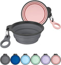 2 Pack Collapsible Dog Bowls with Bottle Carrier(Small 15oz) | Upgraded Carabiner,One-piece Molded Rim Won't Fall Off or Crack, Foldable Portable for Pets Water Drinking or Food Feeding