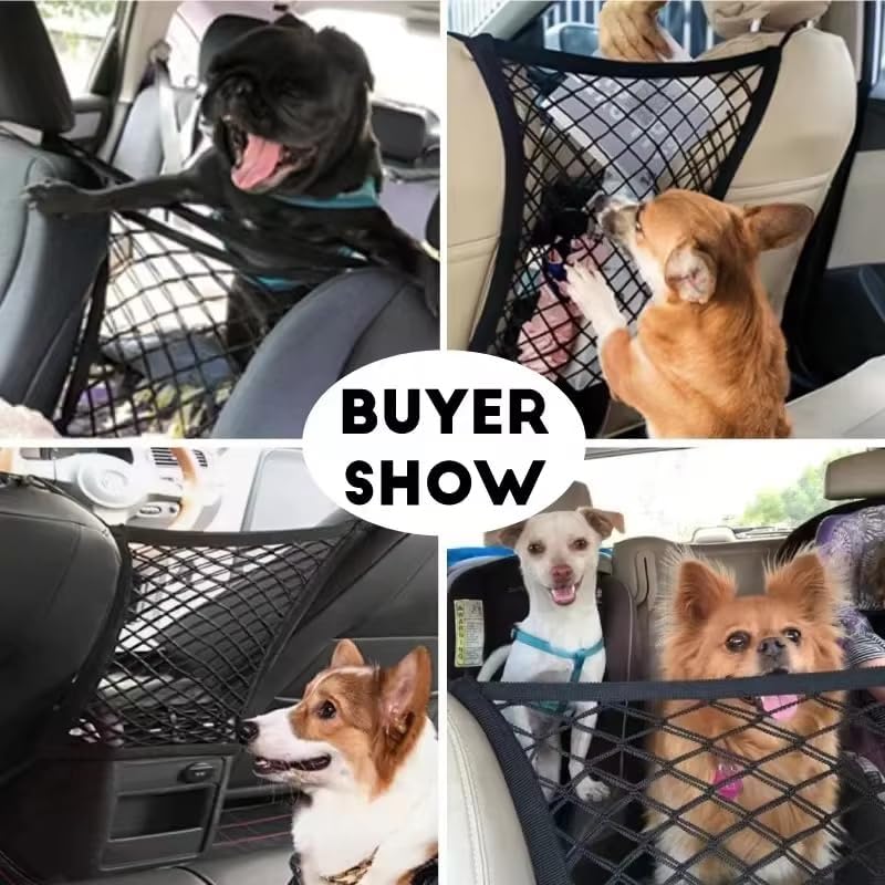 Car Seat Mesh Organizer for Mercedes-Benz GlA GLB GLC GLE GLS Upgrade Dual-Layer Pet Barrier Interior Storage Net Heavy-Duty Hooks