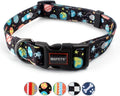 QQPETS Adjustable Soft Dog Collar: Print Flower Pink Multicolor Cute Patterns for XS Small Medium Large Pet Girl Boy Puppy Walking Running Training (M, Space)