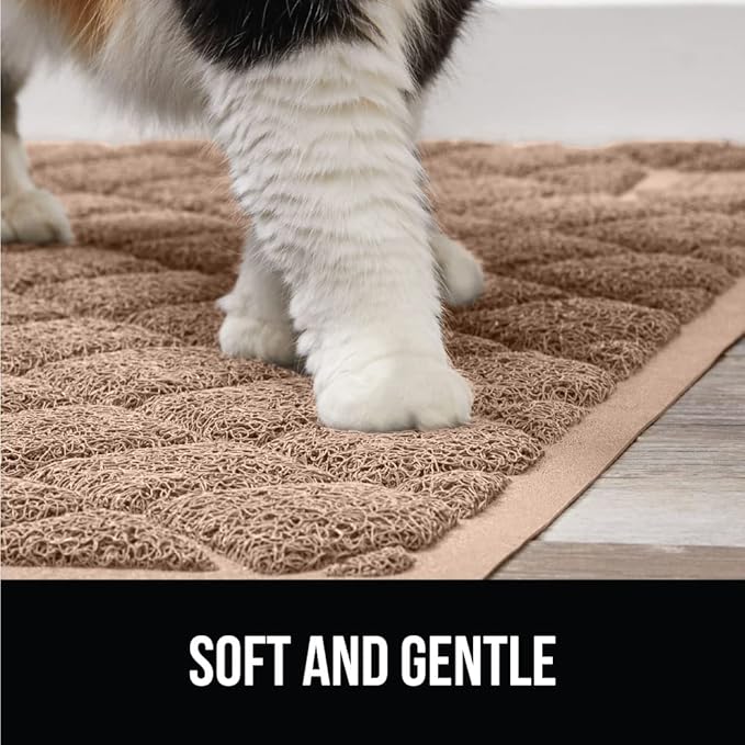 GORILLA GRIP Cat Litter Box Mat, Water Resistant, US Designed Kitty Litter Trapping Mats, Easy to Clean, Scatter Control, Less Mess and Clean Floors, Kitten Supplies for Indoor Cats 24x17 Beige 2 Pack