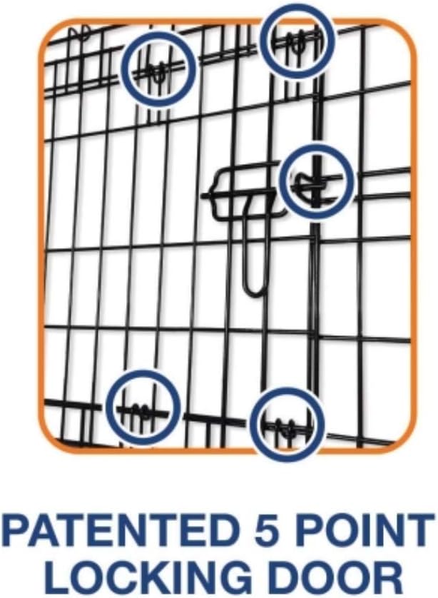 Precision Pet Products Two Door Great Crate Wire Dog Crate, 48 Inch, For Pets 90-125 lbs, With 5-Point Locking System