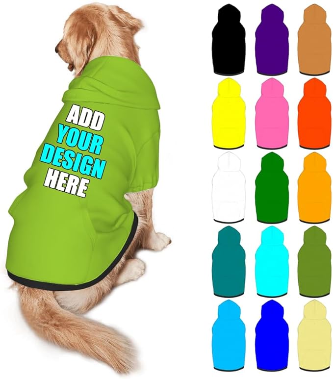 Custom Dog Clothes with Photo Name Logo Personalized Dog Sweaters for Small Medium Large Dogs Breathable Warm, YellowGreen, XL