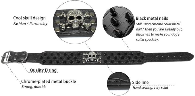 Serijoars Spiked Studded Dog Collar, PU Leather Dog Collar, Adjustable Pet Collars for Medium or Large Breed Pet (L, Pink2)