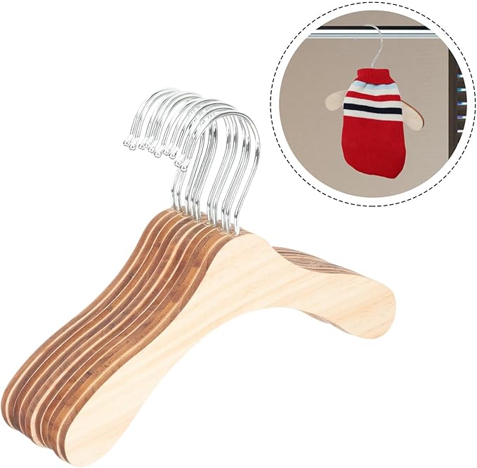 SUPVOX 10pcs 8.66-inch Solid Wood Pet Hangers Small Dog and Cat Clothes Hangers Sturdy Household Dog Supply Accessory
