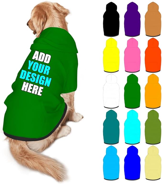 Custom Dog Clothes with Photo Name Logo Personalized Dog Sweaters for Small Medium Large Dogs Breathable Warm, Green, XL
