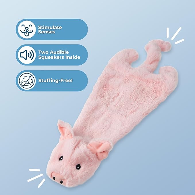 Best Pet Supplies Squeaky Dog Toys with Soft Durable Fabric for Small, Medium and Large Pets Interactive Toy for Indoor Play, Supports Active Biting and Play - Pig, Medium