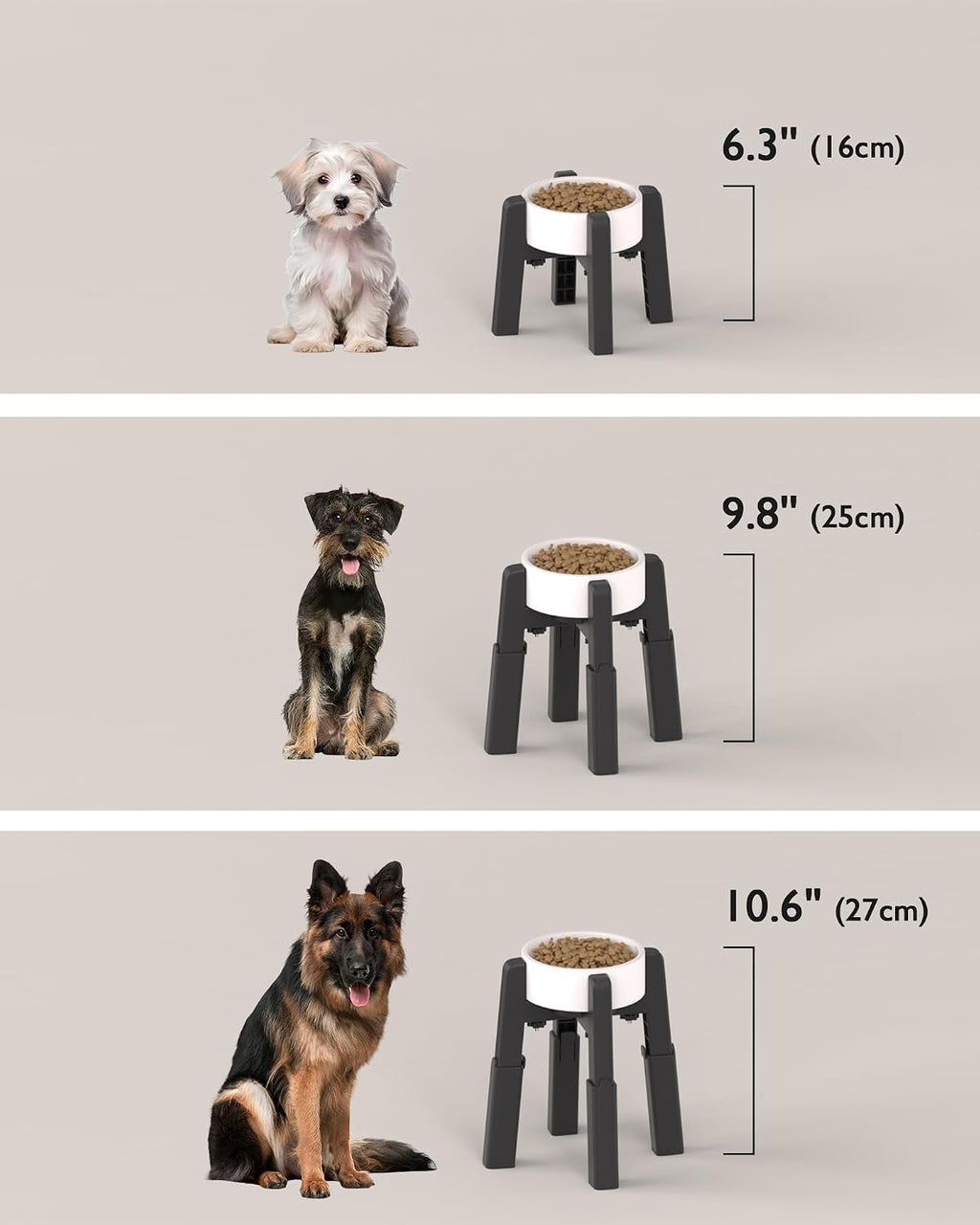 Dog Bowl Stand Full-Adjustable [2 Pack, Stand Only] | Elevated Pet Water & Food Feeder Stand for Medium and Large Pets, Raised Stable and Anti-Slip Raised Bowl