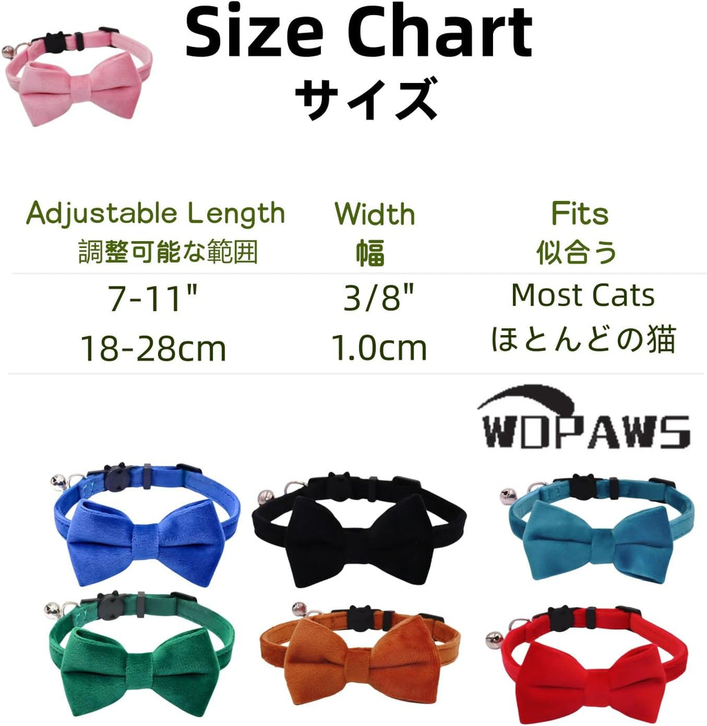 Cat Collar Breakaway with Bell and Removable Bow Tie Safety Buckle Velvet Adjustable 7-11 inches for Kitten Cats (Royal Blue)