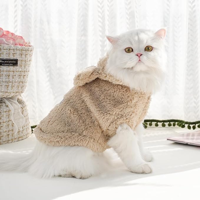 Selena Cat Bunny Ears Costume Cute Dog Kitten Hoodies Sweater Rabbit Ears Puppy Pet Apparel (X-Large,Beige)