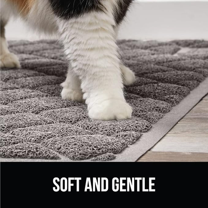 GORILLA GRIP Cat Litter Box Mat, Water Resistant, US Designed Kitty Litter Trapping Mats, Easy to Clean, Scatter Control, Less Mess and Clean Floors, Kitten Supplies for Indoor Cats, 30x20 Grey