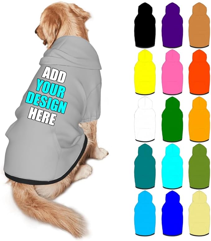 Customized Dog Hoodie with Name Logo Personalized Text Soft & Warm for Puppy Sweatshirt Hooded for Small Medium Large Dogs Girl/Boy Cats/Kitten, Silver, S