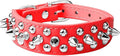 Spiked Dog Collar Soft Pu Leather Mushrooms Rivet Spike Studded Puppy Adjustable Pet Collars for Small Breeds (M, Red)