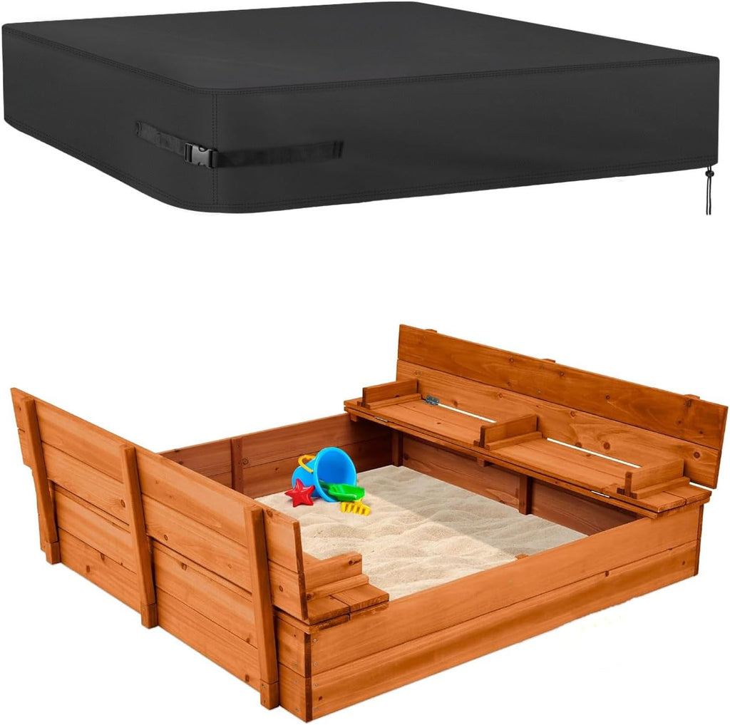Kasla Waterproof Sandbox Cover, 80"×80"×8" | Heavy Duty, Weather Resistant, Sand Pit Cover for Outdoor Toddler's Large Sand Box for Sand Protection