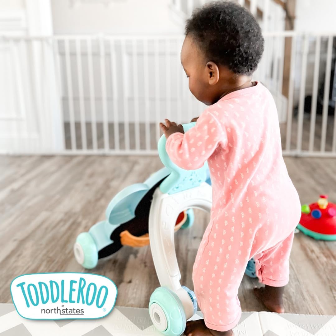 Toddleroo by North States - 3 In 1 Metal Superyard Baby Play Yard: 6 Panel Playpen, Safety Gate, or Extra Wide Baby Fence - Encloses Up to 10 Square Feet - 30 Inches Tall - Taupe