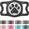 Waterproof Airtag Dog Collar Holder for Apple Air Tag, Silicone Airtag Holder for Dogs & Cat Collars, Compatible with Pet Collars (Black-White)