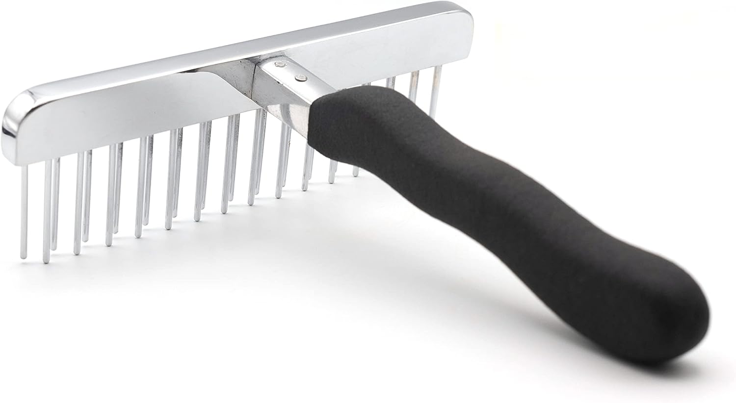 Chris Christensen Bathing T-Rake, 1 1/4 in Staggered Pins, Groom Like a Professional, Rubberized Ergonomic Handle, Removes Tangles and Knots, 6 in Head, A431