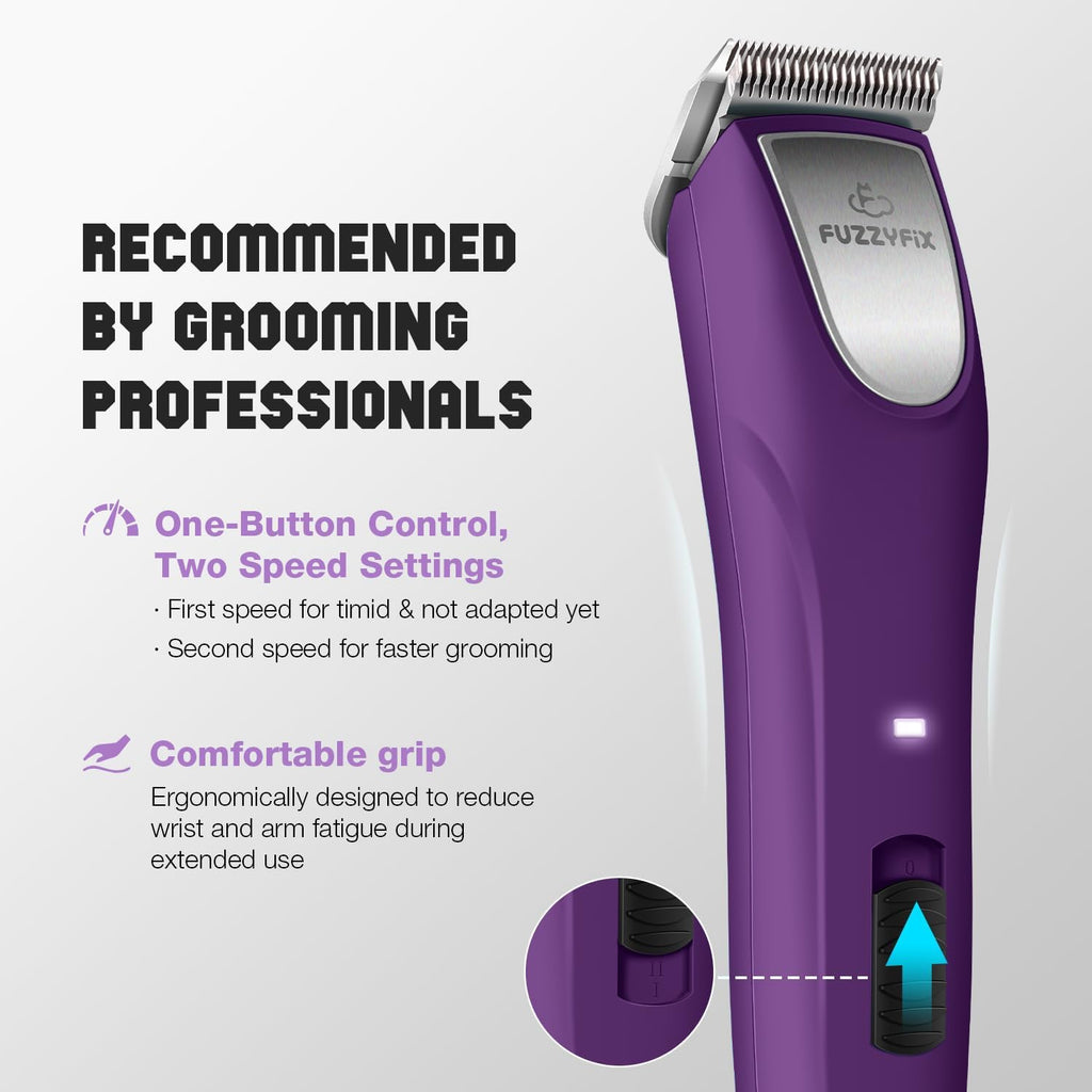 Professional Dog Grooming Clippers 2-Speed Detachable Blade 10# | Metal Guide Combs Kit for Thick Curly Coats Horse Animal Breeds Cats Low Noise Cordless Heavy Duty Pet Hair Trimmer Bluewave