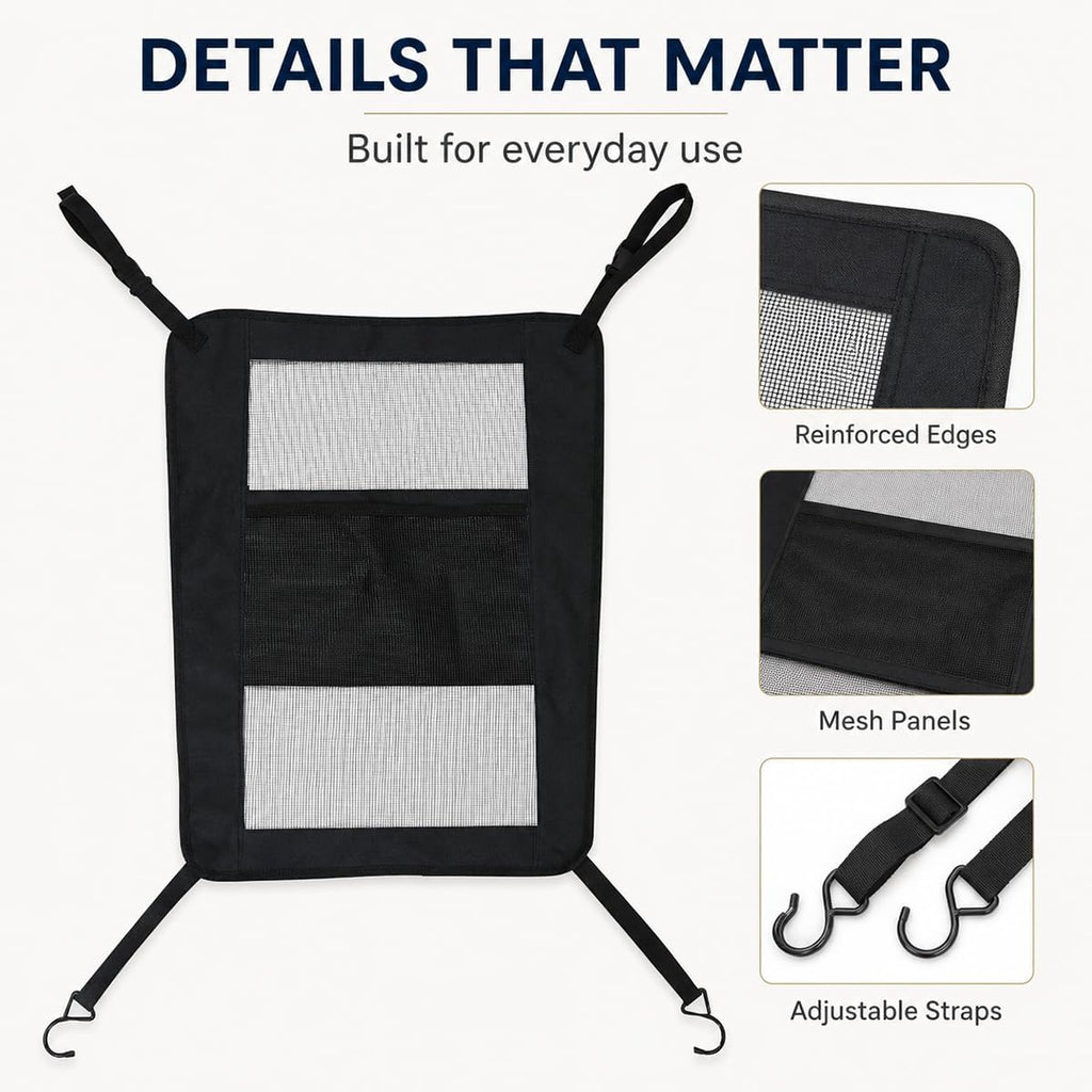 Dog Car Backseat Barrier for Ford Explorer EV 2024-2026, Pet Divider Adjustable Mesh Barrier with Storage Bag, Pet Car Barrier, Fits Most Cars SUVs Trucks,B Grey