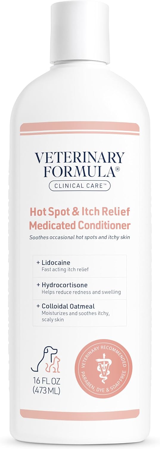 Veterinary Formula Clinical Care Hot Spot & Itch Relief Conditioner, 16 oz | Medicated oatmeal formula conditions the skin and helps alleviate itching in dogs and cats