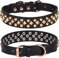 Spiked Dog Collar Soft Pu Leather Mushrooms Rivet Spike Studded Puppy Adjustable Pet Collars for Small Breeds (S, Black3)