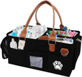 Felt Dog Grooming Bag,Portable Tote Bag for Dogs Cats,Dog Storage Organizer for Grooming Tool Kit,3 Compartments Pet Stuff Oganizers with 8 Pockets-Black