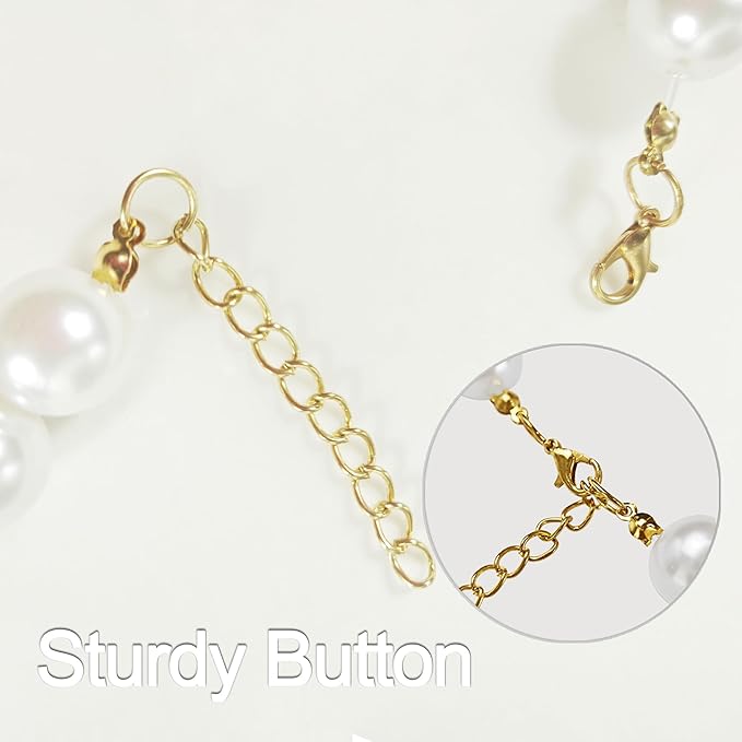 Chunky Pearl Dog Collar Large Breed (0.55 Inch), Adjustable Dog Necklace, Beaded Dog Collar Imitation White Pearls, Elegant Girl Dog Jewelry Accessories for Large Dogs