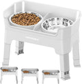 URPOWER Elevated Dog Bowls, 3-in-1 Double Deck Raised Dog Bowl Stand | 4 Height Adjustable Raised Stand with 2 Stainless Steel Food Bowls & Licking Plate for Small, Medium & Large Dogs