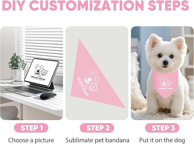 BRT Bearingshui Triangle Dog Bandana 12 Pack, Blank Dog Handkerchief Scarf, Adjustable Pet Puppy Plain Bandana(68 x 45 x 45 cm,Basic Color)