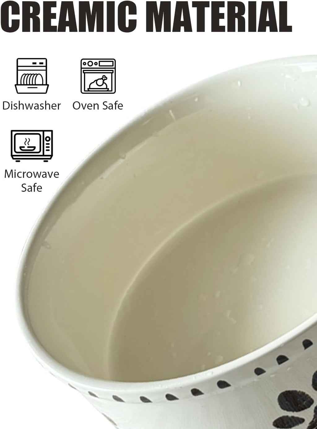 Ceramic Dog Bowl 55oz Heavy Duty Pet Food and Water Bowl for Medium Large Dogs Non Slip Weighted Dog Dish with Paw Print and Heart Design Easy to Clean
