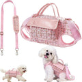 Dog Lift Harness Backpack for Small Dogs Cats, Adjustable Straps Dog Sling Carrier Full Body for Hiking, Travel, Outdoor – Pink Small