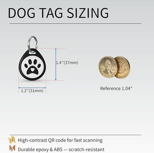 2 Pack QR Code Dog ID Tags for Collar, Smart Personalized Pet ID Tag with Online Profile, Scan to Contact Owner, No Battery No Subscription, Anti-Lost Dog Tag (1.2")