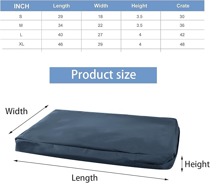 Waterproof Dog Bed Cover Replacement for 30 Inch Wire Crates, Heavy Duty Oxford Fabric Pet Bed Sleeve with Zipper, Washable & Durable Mattress Protector for Puppy, 29" L x 18" W x 3.5" H (Cover Only)