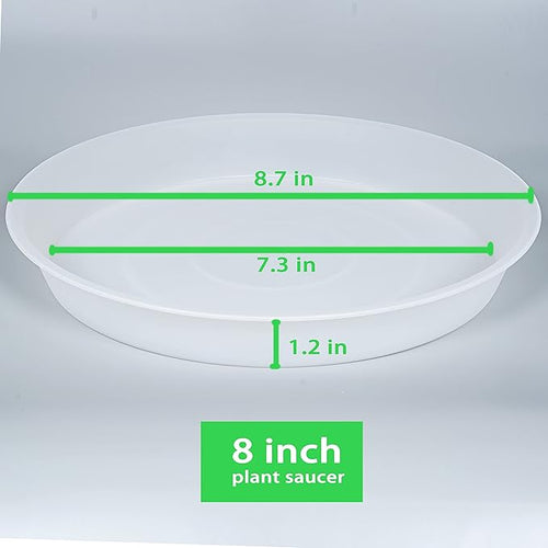 2 Pack of 8 inch Plant Saucer Clear, Heavy Duty Plastic Plant Water Tray 8 inch Round, Flower Plant Saucers for Indoors No Holes, Plant Dishes Saucer for Planter 7"/8" (8", Clear)