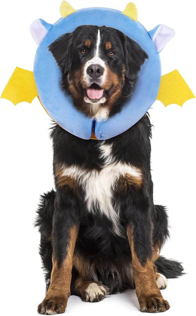 IEUUMLER Inflatable Recovery Dog Collar, Protective Donut Cone, Adjustable Soft Collar for Dog and Cat After Surgery Prevent from Biting & Scratching EU002 - Vampire M