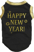 Petitebella Bling Happy New Year Puppy Dog Shirt (Black/Bright Gold, XX-Large)