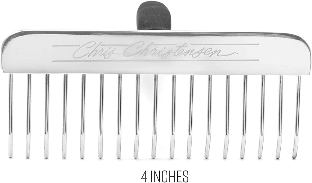 Chris Christensen Bathing T-Rake, 1 1/4 in Staggered Pins, Groom Like a Professional, Rubberized Ergonomic Handle, Removes Tangles and Knots, 6 in Head, A431