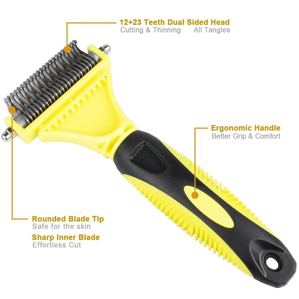 morpilot Dog Brush Cat Brush Grooming Comb, 23+12 Double Sided Undercoat Rake Dematting Deshedding Tool for Long Hair Pets Cat Dog Slicker Shedding Brushes Efficiently Reduces Hair Loss by up to 90%