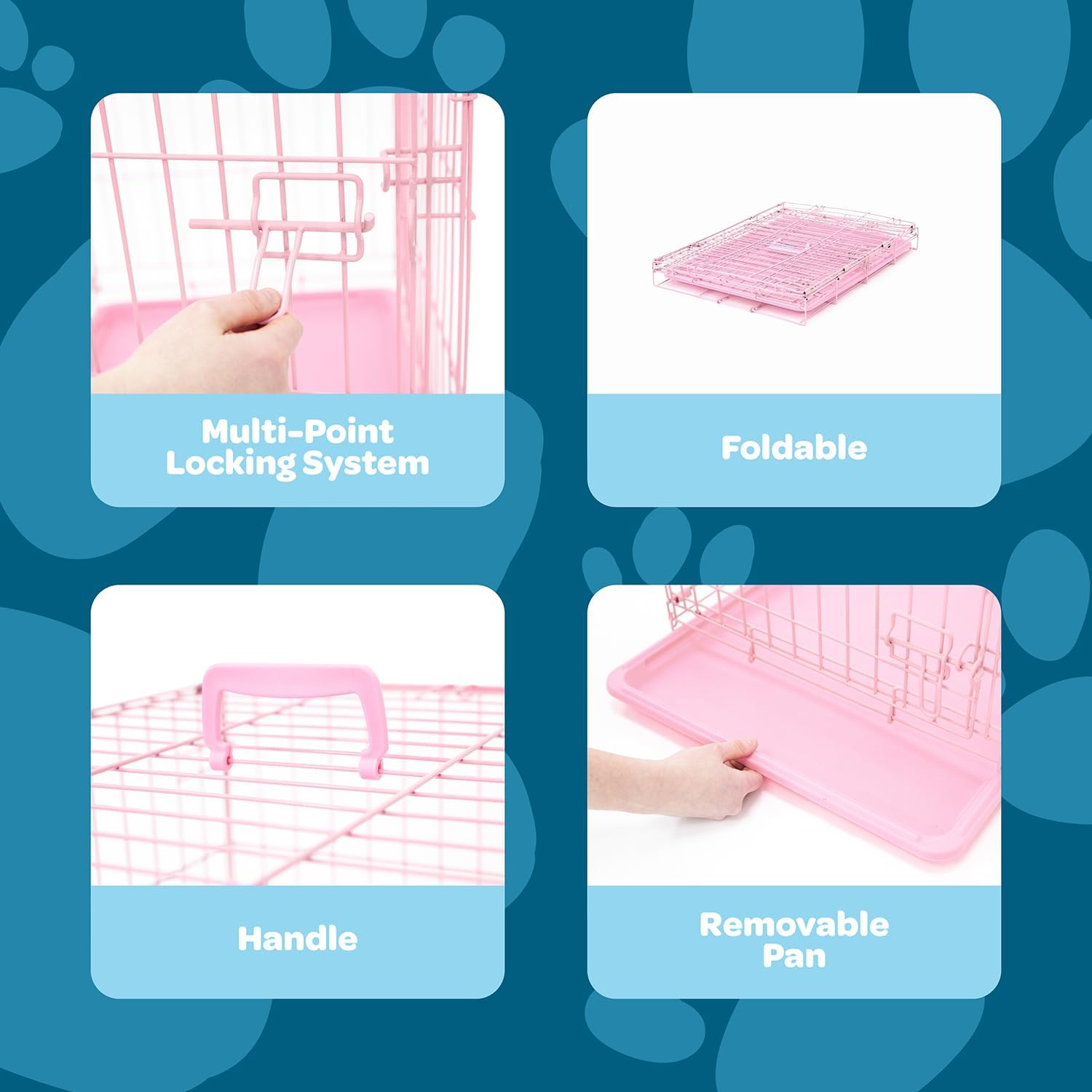 Carlson Pink Secure and Compact Single Door Metal Dog Crate, Small