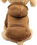 Jecikelon Winter Dog Hoodie Sweatshirts with Pockets Warm Dog Clothes for Small Dogs Chihuahua Coat Clothing Puppy Cat Custume (Coffee, Small)