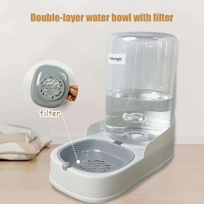 Gravity cat Feeder by Petmagic is a 3.6L Large-Capacity cat Food and Water Bowl Set. This Two-Piece Set is Suitable for pet Feeding, Including Small and Medium-Sized Dogs, Kittens.